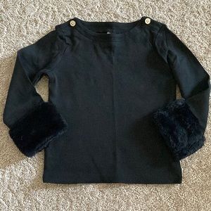 EUC Janie & Jack Faux Fur Sleeve Top